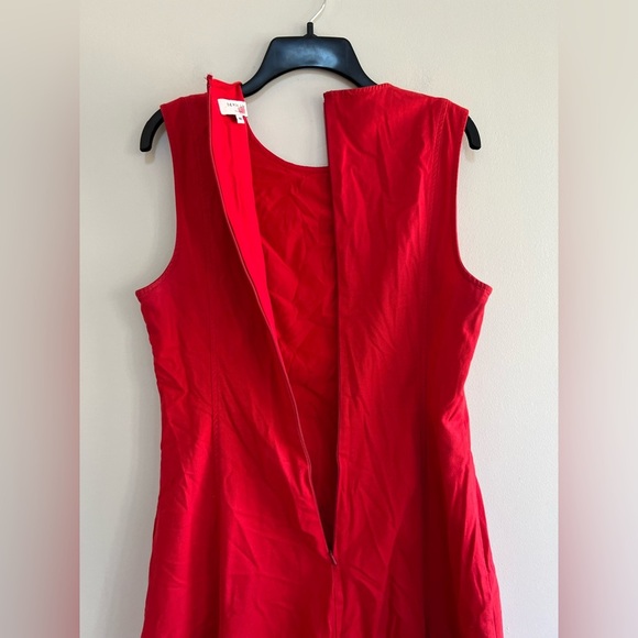 Derek Lam 10 Crosby Solid Sleeveless A-Line Cotton Dress in Red, size 46/L - Picture 4 of 10